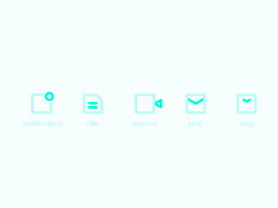 Icons bag file flat icons mail minimal notification record square vector