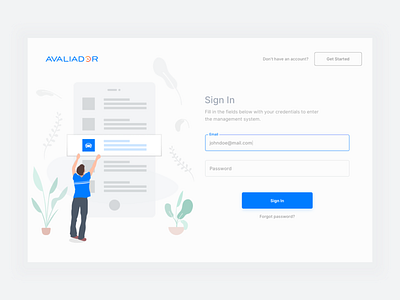 Avaliador - Sign In Page clean dashboard form illustration input interface login minimal sign in ui ux website white