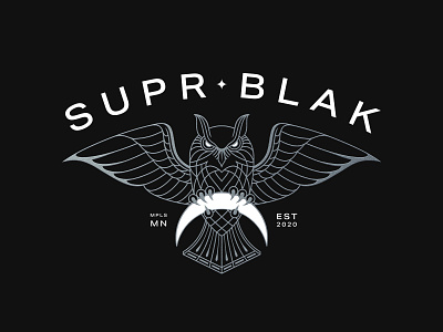 SUPR BLAK branding graphic design identity illustration linework logo logo design logomark monoline monoline logo music owl owl logo