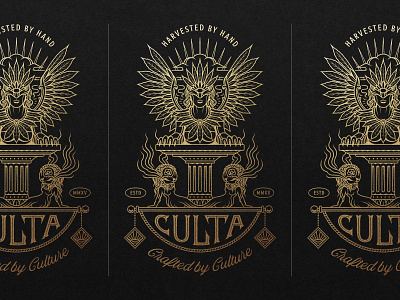 CULTA - Harvested by Hand, Crafted by Culture appareldesign badge badge design cannabis cannabis design drawing gold graphic design icon icon design illustration illustrator lettering linework logo monoline type typography