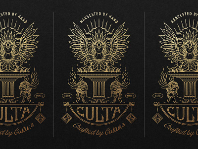 CULTA - Harvested by Hand, Crafted by Culture appareldesign badge badge design cannabis cannabis design drawing gold graphic design icon icon design illustration illustrator lettering linework logo monoline type typography