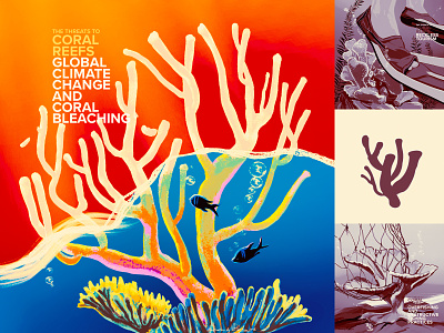 Saving Coral - coral bleaching climate change climatechange color coral reef digital ecoawareness editorial educational resources illustration oceans retro wflemming