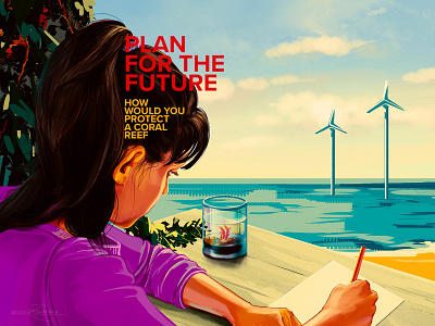 Plan for the future - saving coral reefs climate change climatechange color coral reefs nursery digital ecoawareness ecological editorial editorial art educational illustration illustration ocean poster retro sea wflemming