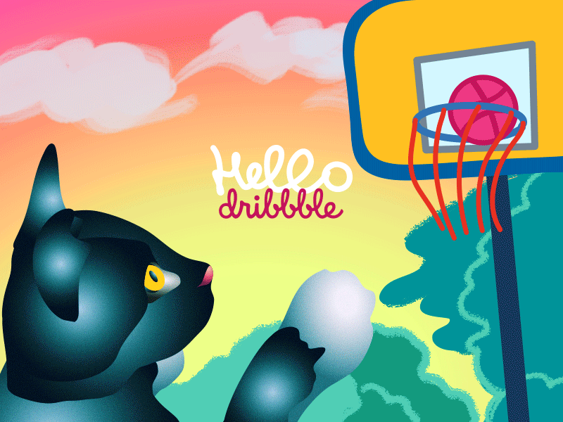 Playing Cat animal cat color frame by frame hello dribbble illustration play stop motion animation sunny