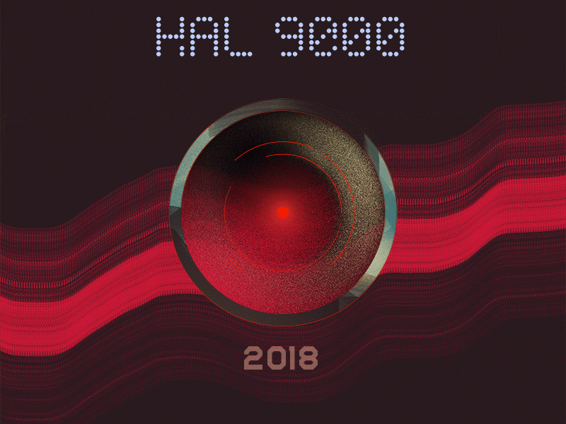 Hal 9000 animated color composition illustration palette retro space vector