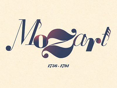Happy birthday, Mozart art deco color composition illustration logo palette retro typography vector