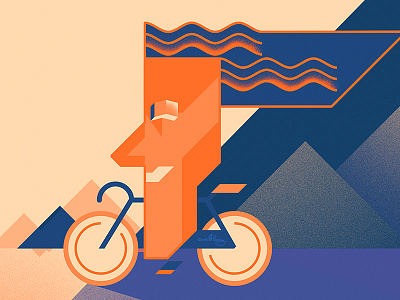 Bicycle Day - in the mountains bicycle digital faces geometric illustration mountains people retro vector vintage wflemming