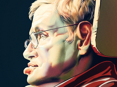 Portrait of Stephen Hawking faces illustration portrait retro space time vintage wflemming