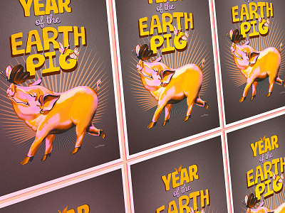 Year of the Earth Pig - posters adobe illustrator color digital graphic design illustration illustrator poster retro vector vintage wflemming