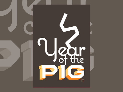 Year of the Earth Pig - posters adobe illustrator color digital graphic design illustration poster retro typography vector wflemming