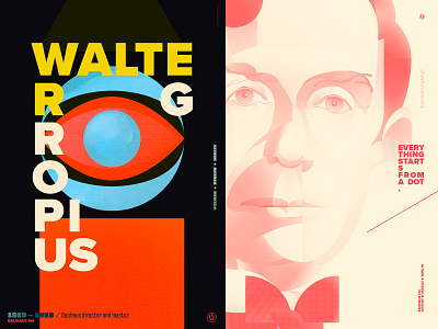 Everything starts from a dot - Walter Gropius bauhaus bauhaus100 color digital geometric graphic design illustration people portrait poster vector wflemming