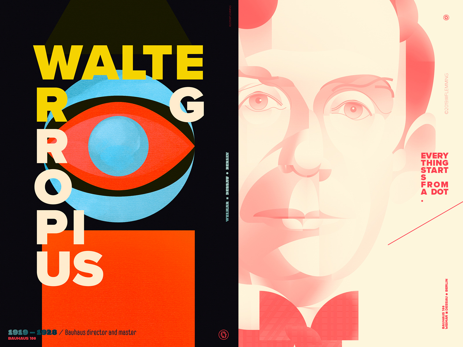 Everything starts from a dot - Walter Gropius by WFlemming Illustration ...