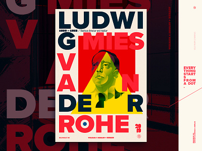 Celebrating Bauhaus100 - Ludwig Mies Van Der Rohe poster architect bauhaus bauhaus100 color digital editorial geometric graphic design illustration people portrait poster vector wflemming