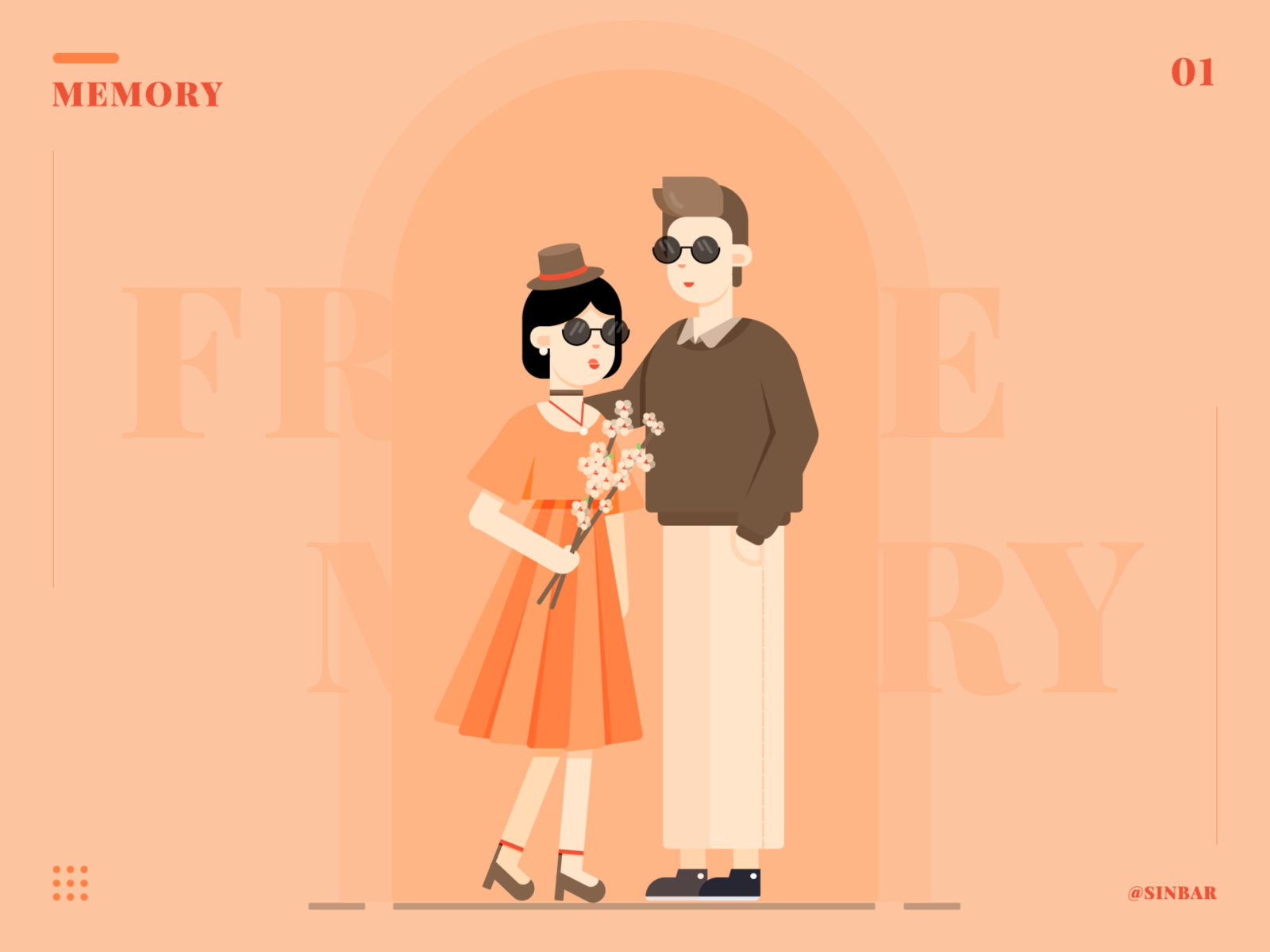 Romantic date date geometry illustrator orange people