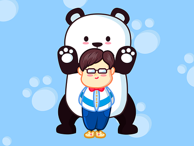 A cute man 萌萌的胖子 fatty illustration panda