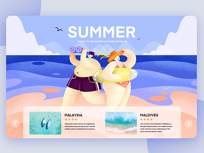 Summer travel banner blue fat illustration pink sea summer travel website