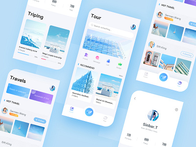 Travel APP app blue travel travel agency travel blog ui