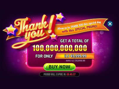 Popup Banner - Thank You Day banner casino game iap popup promo slots ui