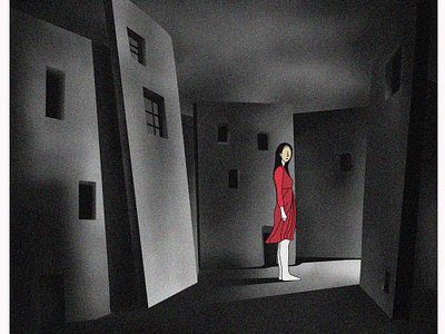 Woman in red dress design illustration 插图 设计