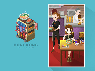 tour of Germany -HongKong-3 building city food hongkong illustration map noodle pineapple