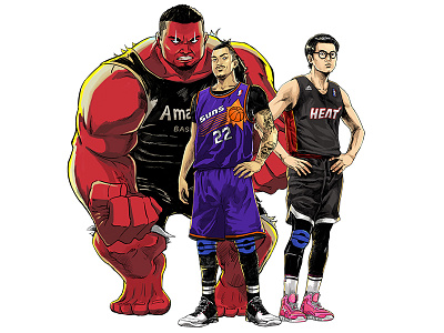 My friends basketball comic illustration