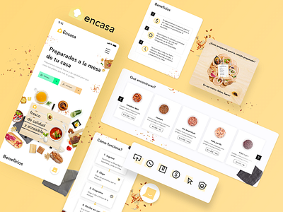Prepared Food | Encasa app branding colors design food illustration ui ux vector web yellow