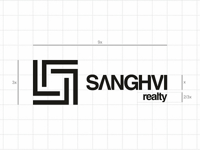 grid & proportion for Sanghvi Realty logo brandmark golden ratio gridwork grip identity kerning logo logo process logomark process proportion ratio real estate type