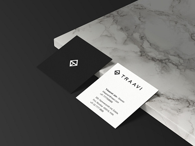 Traavi square business card design busines card card creative identity india logo marble monogram mumbai square traavi visiting card visiting card design