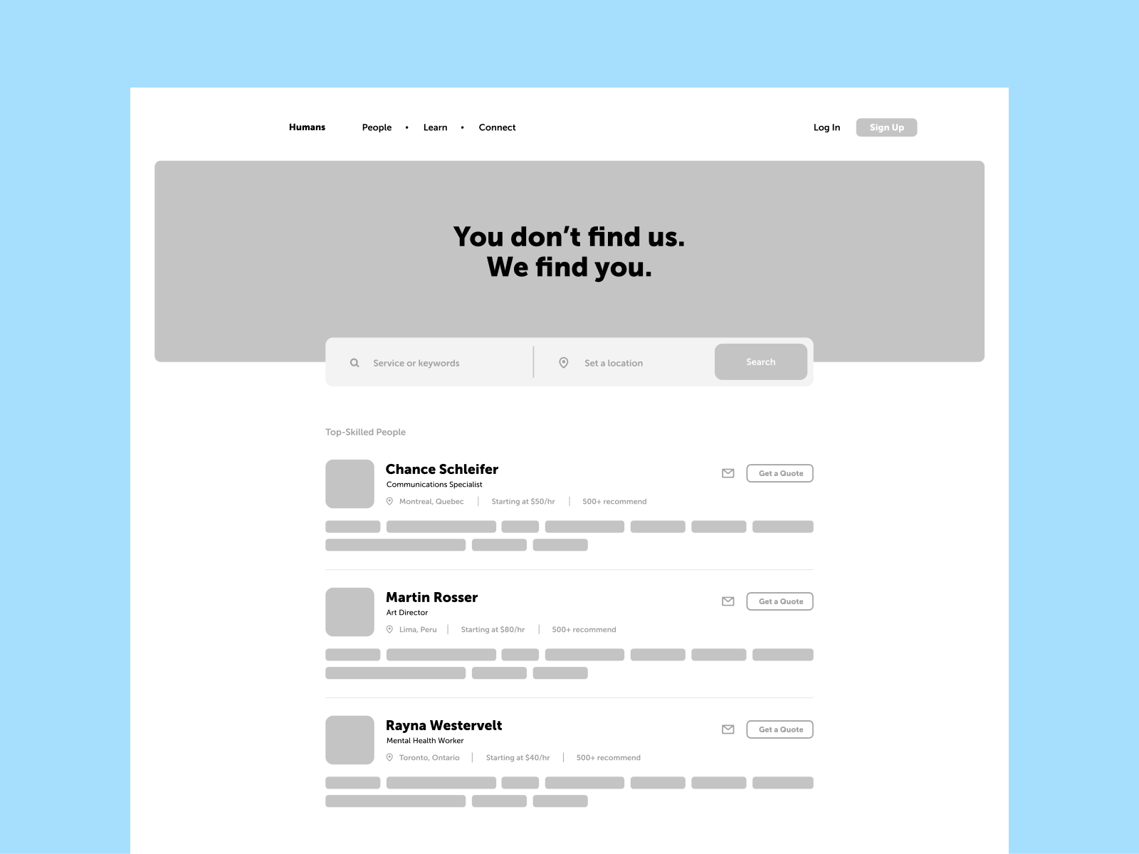 People Board Wireframe