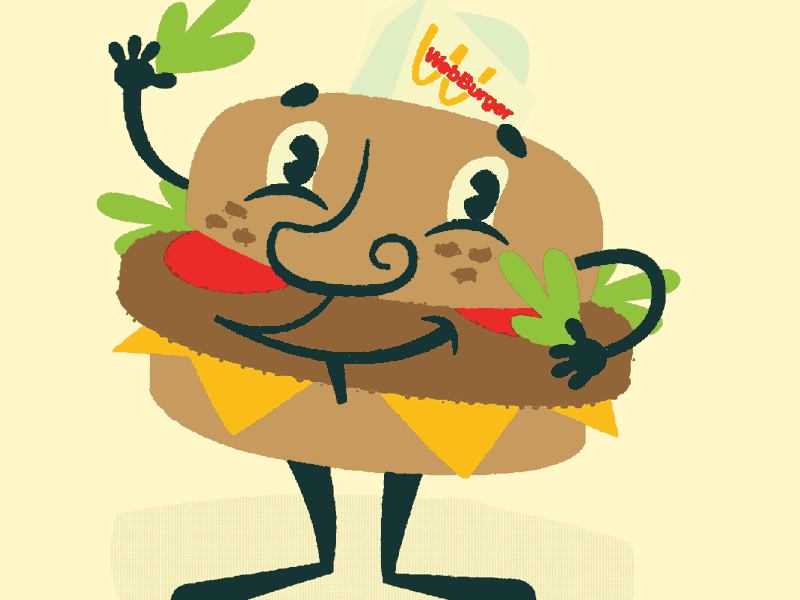 Mr Web Burger annual report cartoon illustrations print print style image retro single colour