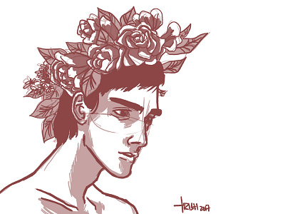 Crown of Flowers design fashion flowers illustration male man sketch