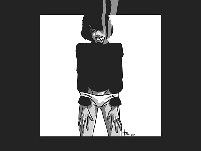 Smoke IV black and white design girl illustration portrait profile sketch smoking woman