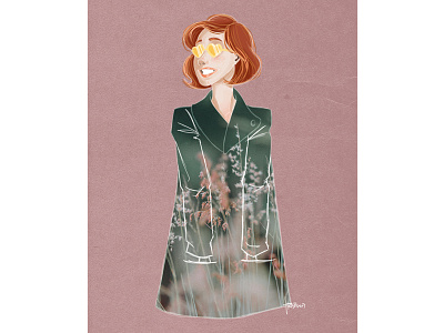 Girl in Coat I coat design fashion floral flowers girl illustration portrait profile sketch
