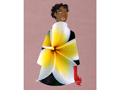 Girl in Coat II coat design fashion floral flowers girl illustration portrait profile sketch