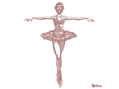 Ballet II ballerina ballet dance design girl illustration portrait profile sketch