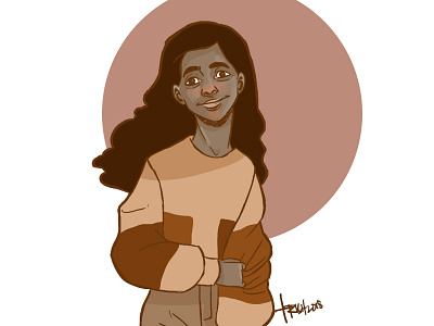 Girl in Sepia II brown coat design fashion girl illustration portrait profile sepia sketch warm