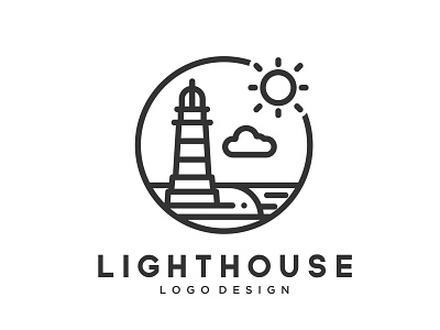 Lighthouse / Searchlight logo design animation art background bay beach beacon beauty branding building design flat identity illustration illustrator lettering logo type typography vector website