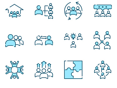 Team Work set icon template