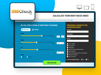 BMI Checker functional health health care mock up responsive design ui ux design uidesign website