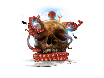 Octopus. compositing photoshop