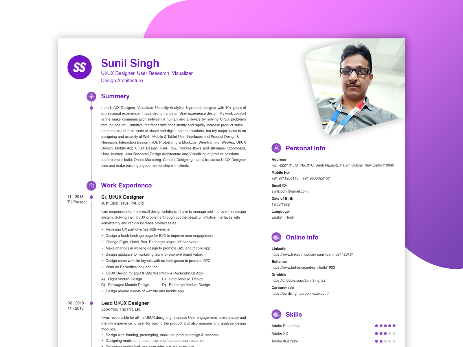 Infographic Cv2 by Sunil Singh on Dribbble