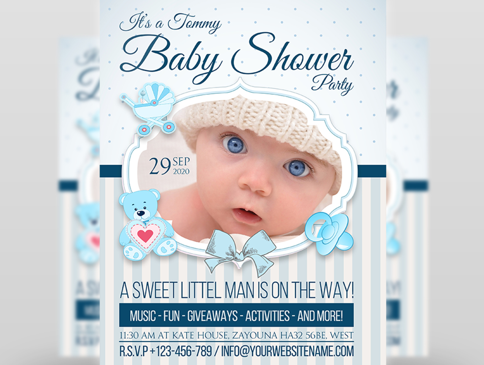 Baby Shower Flyer Template by OWPictures on Dribbble Regarding Baby Shower Flyer Template