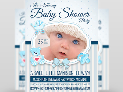 Baby Shower Flyer Template baby baby flyer baby shower baby shower flyer birthday blue ceremony event first birthday flyer hipster invitation its boy kid leaflet newborn party pledge son template