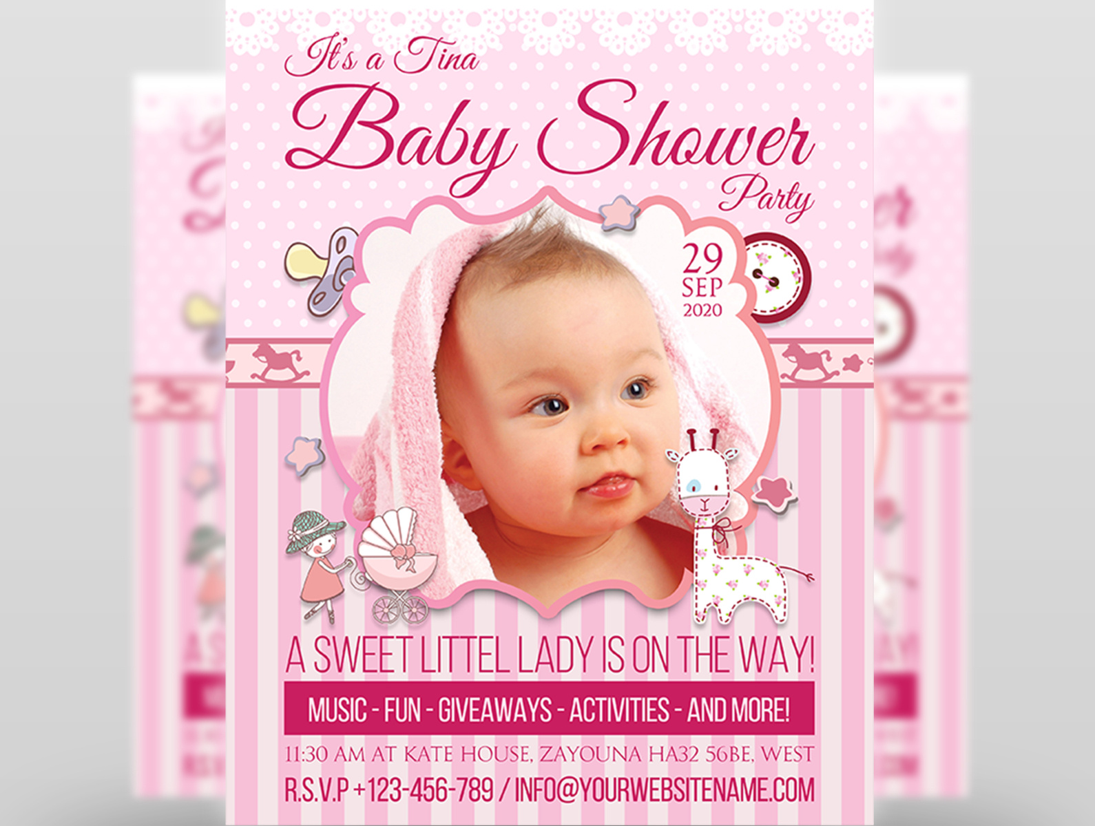 Baby Shower Flyer Template by OWPictures on Dribbble Pertaining To Baby Shower Flyer Template