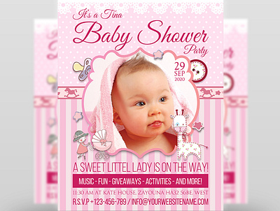 Baby Shower Flyer Template baby baby flyer baby shower baby shower flyer birthday blue ceremony daughter event first birthday flyer hipster invitation its a girl kid leaflet newborn party pledge template