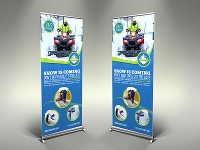 Snow Removal Service Signage Banner Roll Up Template clean cold commercial driveway flyer ice leaflet pamphlet plowing removal remove residential road block roads salting sanding service shovel shoveling shovelling