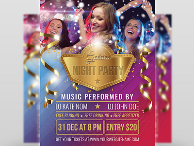 Golden Party Flyer Template anniversary anniversary flyer anniversary party birthday birthday flyer celebration christmas dj flyer flyer gold gold party golden party invitation leaflet merry christmas music new year nightclub nye party