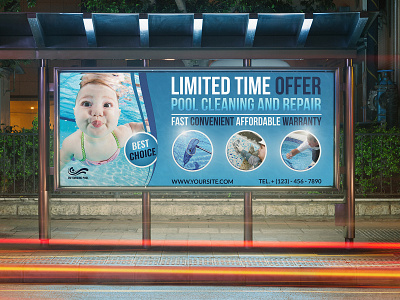 Swimming Pool Cleaning Service Billboard Template fun gym home leaflet maintenance palm party pool pool party post sea service splash sport summer sun swim swimming pool template text