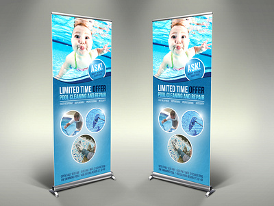 Swimming Pool Cleaning Service Signage Template by OWPictures on Dribbble