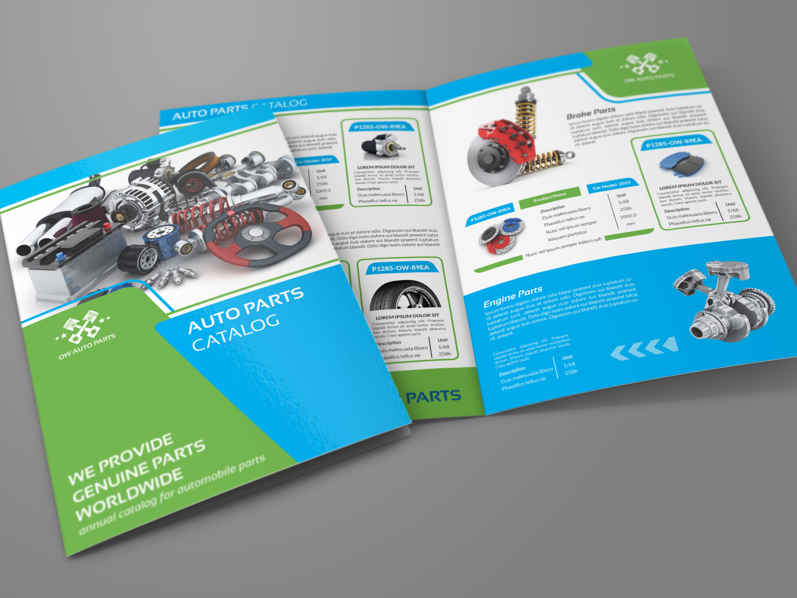 Auto Parts Catalog Bi Fold Brochure Template by OWPictures on Dribbble